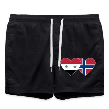Syrie Norvège Flag Heart - Short de bain - noir - Devant - AI Model Male 185 light (185cm)