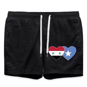 Syria Somalia Flag Heart - Swim Trunks - black - Front - AI Model Male 185 light (185cm)