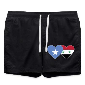 Somalia Syria Flag Heart - Swim Trunks - black - Front - AI Model Male 185 light (185cm)