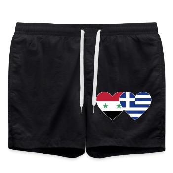 Syrie Grèce Flag Coeur - Short de bain - noir - Devant - AI Model Male 185 light (185cm)