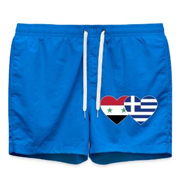 Syria Greece Flag Heart - Swim Trunks - cobalt blue - Front