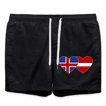 Island Lettland Flagge Herz - Badeshorts - Schwarz - Vorne - AI Model Male 185 light (185cm)