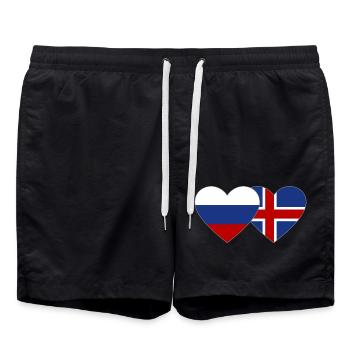 Russia Iceland Flag Heart - Swim Trunks - black - Front - AI Model Male 185 light (185cm)