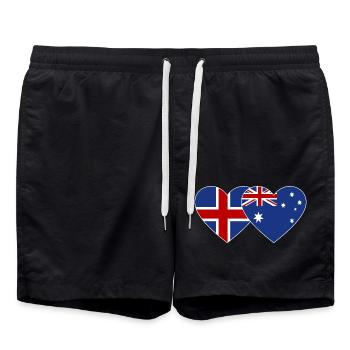 Iceland Australia Flag Heart - Swim Trunks - black - Front - AI Model Male 185 light (185cm)