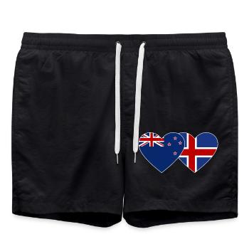 Neuseeland Island Flagge Herz - Badeshorts - Schwarz - Vorne - AI Model Male 185 light (185cm)