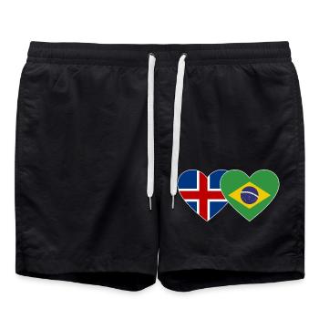 Islande Brésil Flag Coeur - Short de bain - noir - Devant - AI Model Male 185 light (185cm)