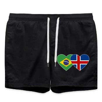 Brésil Islande Flag Coeur - Short de bain - noir - Devant - AI Model Male 185 light (185cm)