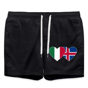 Italien Island Flagge Herz - Badeshorts - Schwarz - Vorne - AI Model Male 185 light (185cm)