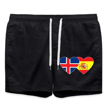 Iceland Spain Flag Heart - Swim Trunks - black - Front - AI Model Male 185 light (185cm)