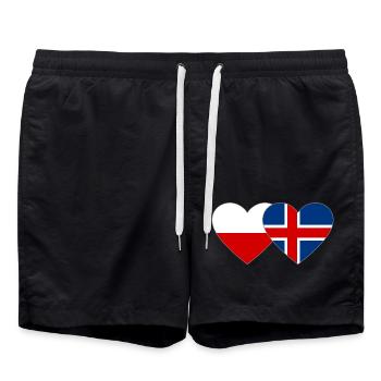 Polen Island Flagge Herz - Badeshorts - Schwarz - Vorne - AI Model Male 185 light (185cm)