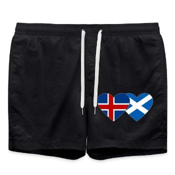Iceland Scotland Flag Heart - Swim Trunks - black - Front - AI Model Male 185 light (185cm)