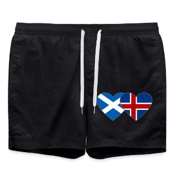 Scotland Iceland Flag Heart - Swim Trunks - black - Front - AI Model Male 185 light (185cm)