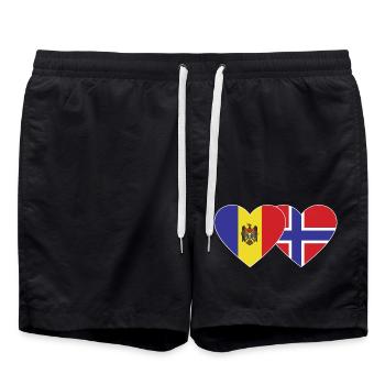 Moldawien Norwegen Flagge Herz - Badeshorts - Schwarz - Vorne - AI Model Male 185 light (185cm)