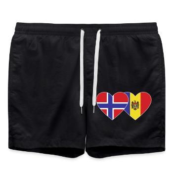 Norvège Moldavie Flag Coeur - Short de bain - noir - Devant - AI Model Male 185 light (185cm)