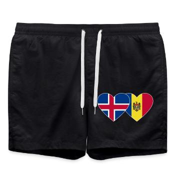 Islande Moldavie Flag Coeur - Short de bain - noir - Devant - AI Model Male 185 light (185cm)