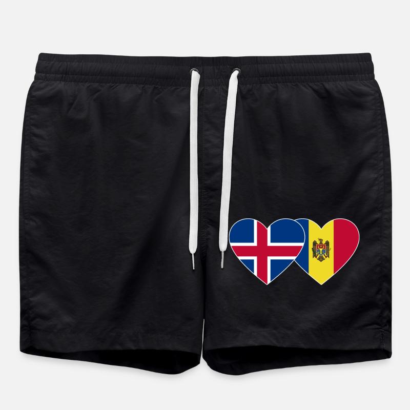 Islande Moldavie Flag Coeur - Short de bain - noir