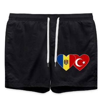 Moldavie Turquie Flag Coeur - Short de bain - noir - Devant - AI Model Male 185 light (185cm)
