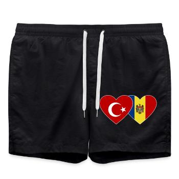 Turquie Moldavie Flag Coeur - Short de bain - noir - Devant - AI Model Male 185 light (185cm)
