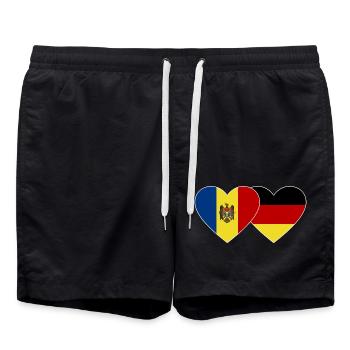 Moldawien Deutschland Flagge Herz - Badeshorts - Schwarz - Vorne - AI Model Male 185 light (185cm)