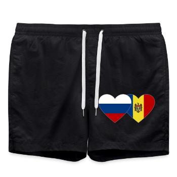 Russie Moldavie Flag Coeur - Short de bain - noir - Devant - AI Model Male 185 light (185cm)