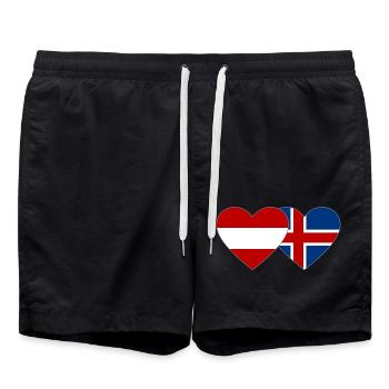Austria Iceland Flag Heart - Swim Trunks - black - Front - AI Model Male 185 light (185cm)