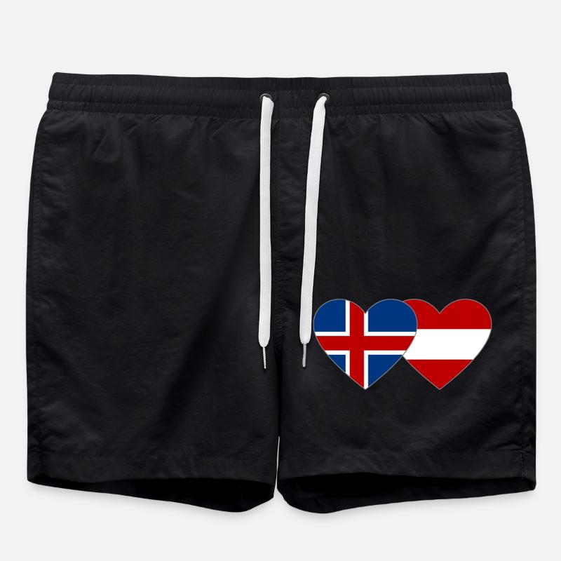 Islande Autriche Flag Coeur - Short de bain - noir