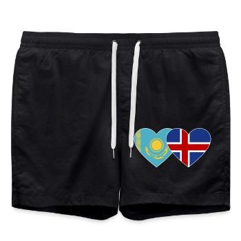 Kazakhstan Islande Flag Coeur - Short de bain - noir - Devant - AI Model Male 185 light (185cm)