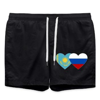 Kazakhstan Russie Drapeau Coeur - Short de bain - noir - Devant - AI Model Male 185 light (185cm)
