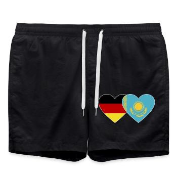 Allemagne Kazakhstan Flag Heart - Short de bain - noir - Devant - AI Model Male 185 light (185cm)