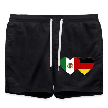 Mexico Germany Flag Heart - Swim Trunks - black - Front - AI Model Male 185 light (185cm)