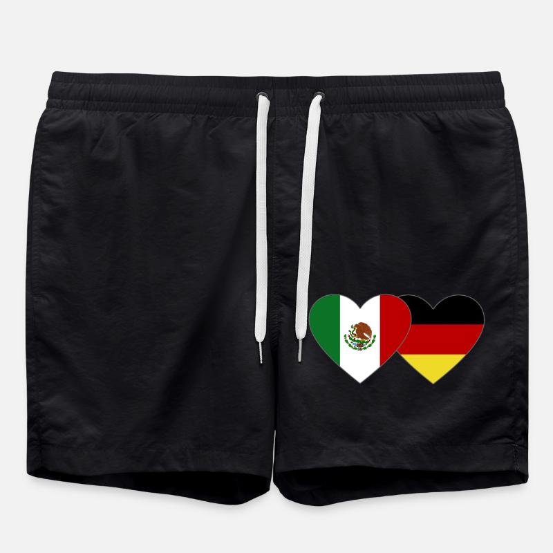 Mexique Allemagne Flag Heart - Short de bain - noir
