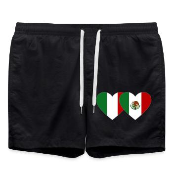 Italy Mexico Flag Heart - Swim Trunks - black - Front - AI Model Male 185 light (185cm)