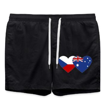 Tschechien Australien Flagge Herz - Badeshorts - Schwarz - Vorne - AI Model Male 185 light (185cm)