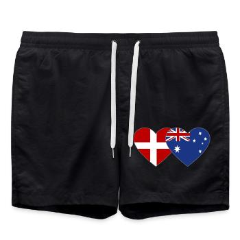 Dänemark Australien Flagge Herz - Badeshorts - Schwarz - Vorne - AI Model Male 185 light (185cm)