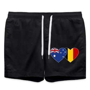 Australien Belgien Flagge Herz - Badeshorts - Schwarz - Vorne - AI Model Male 185 light (185cm)
