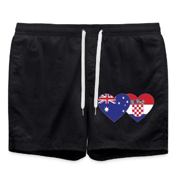Australia Croatia Flag Heart - Swim Trunks - black - Front - AI Model Male 185 light (185cm)