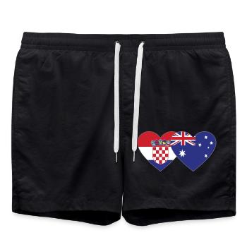 Kroatien Australien Flagge Herz - Badeshorts - Schwarz - Vorne - AI Model Male 185 light (185cm)