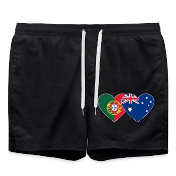 Portugal Australien Flagge Herz - Badeshorts - Schwarz - Vorne - AI Model Male 185 light (185cm)