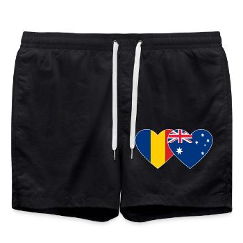 Romania Australia Flag Heart - Swim Trunks - black - Front - AI Model Male 185 light (185cm)