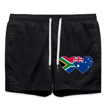 Südafrika Australien Flagge Herz - Badeshorts - Schwarz - Vorne - AI Model Male 185 light (185cm)