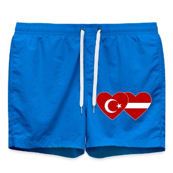 Turkey Latvia Flag Heart - Swim Trunks - cobalt blue - Front