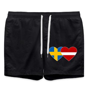 Suède Lettonie Flag Heart - Short de bain - noir - Devant - AI Model Male 185 light (185cm)