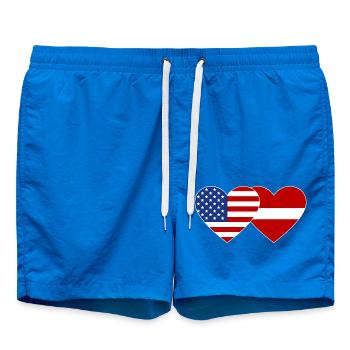 USA Latvia Flag Heart - Swim Trunks - cobalt blue - Front