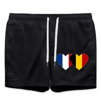 France Belgium Flag Heart - Swim Trunks - black - Front - AI Model Male 185 light (185cm)