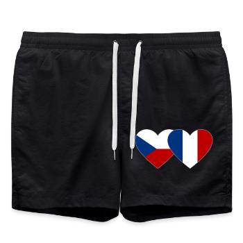 Tschechien Frankreich Flagge Herz - Badeshorts - Schwarz - Vorne - AI Model Male 185 light (185cm)