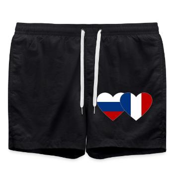 Russland Frankreich Flagge Herz - Badeshorts - Schwarz - Vorne - AI Model Male 185 light (185cm)