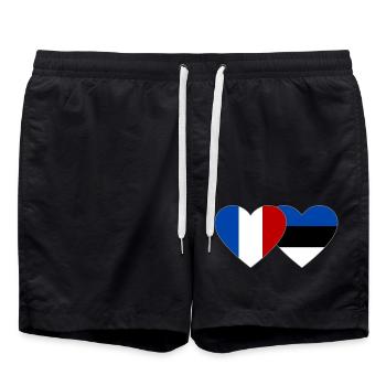 France Estonia Flag Heart - Swim Trunks - black - Front - AI Model Male 185 light (185cm)