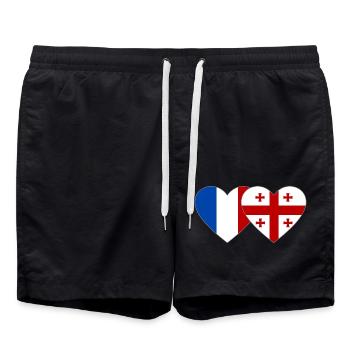 France Georgia Flag Heart - Swim Trunks - black - Front - AI Model Male 185 light (185cm)