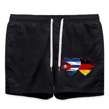 Cuba, Allemagne, drapeau, utilisé, coeur - Short de bain - noir - Devant - AI Model Male 185 light (185cm)
