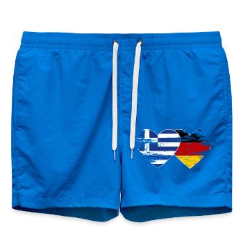 Greece Germany Flag used heart - Swim Trunks - cobalt blue - Front